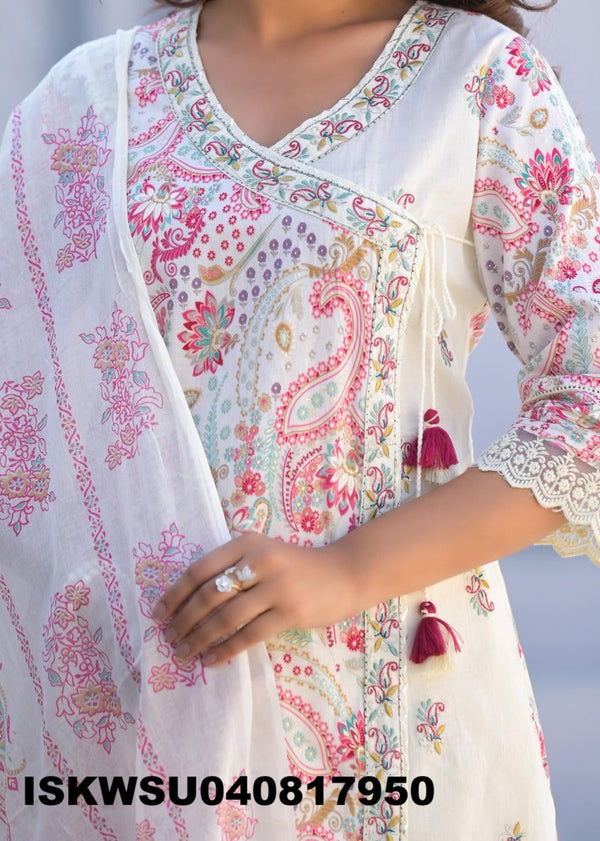Printed Cotton Kurti With Pant And Dupatta-ISKWSU040817950