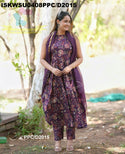 Kalamkari Printed Cotton Anarkali Kurti With Pant And Kota Doriya Dupatta-ISKWSU0408PPC/D2015