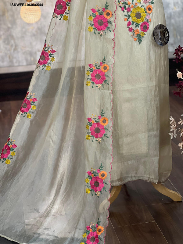 Embroidered Shimmer Organza Kurti With Shantoon Bottom And Dupatta-ISKWFBL06086544