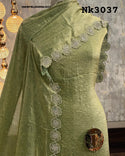 Embroidered Crush Shimmer Kurti With Shantoon Bottom And Dupatta-ISKWFBL0608Nk3037