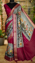 Pichwai Digital Printed Mysore Crepe Silk Saree With Blouse-ISKWSR0308HS4228