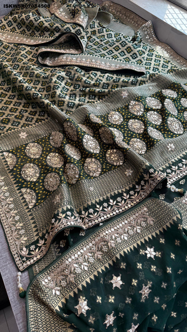 Banarasi Weaved Khadi Georgette Saree With Blouse-ISKWSR07084508