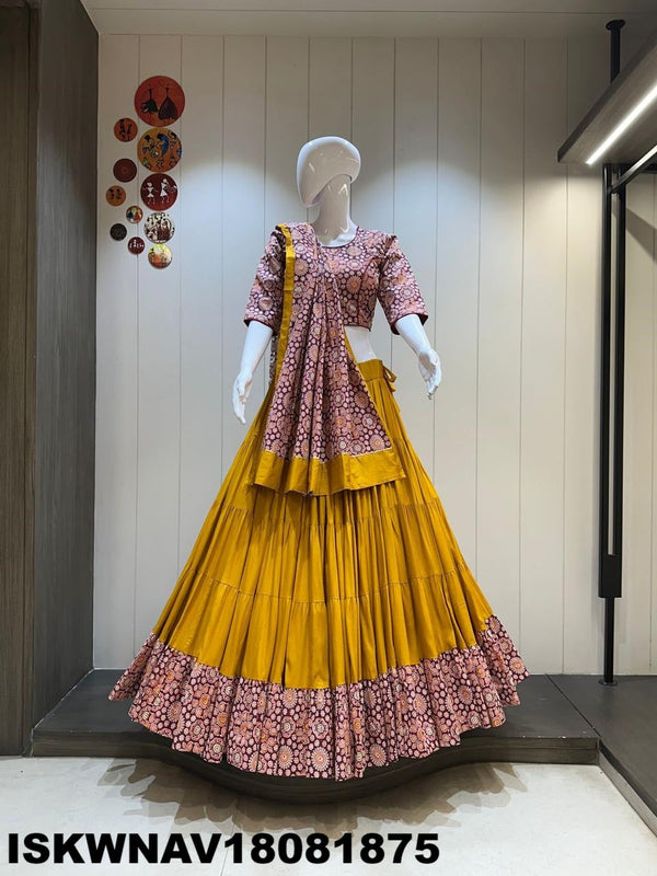 Rayon Cotton Lehenga With Blouse And Printed Dupatta-ISKWNAV18081875