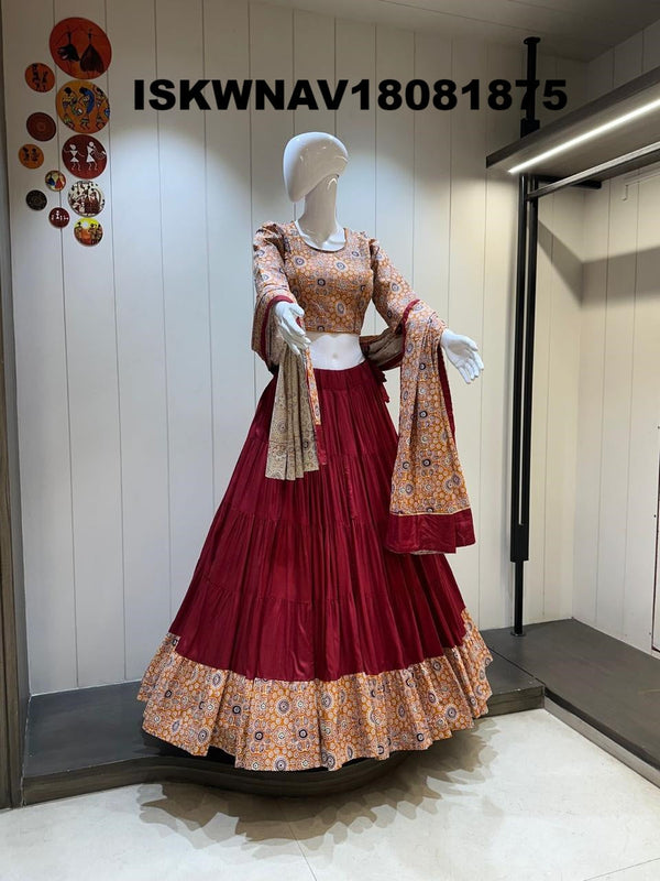 Rayon Cotton Lehenga With Blouse And Printed Dupatta-ISKWNAV18081875