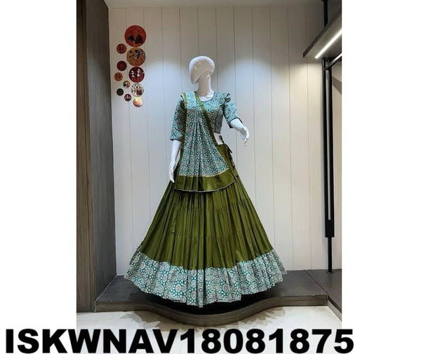 Rayon Cotton Lehenga With Blouse And Printed Dupatta-ISKWNAV18081875