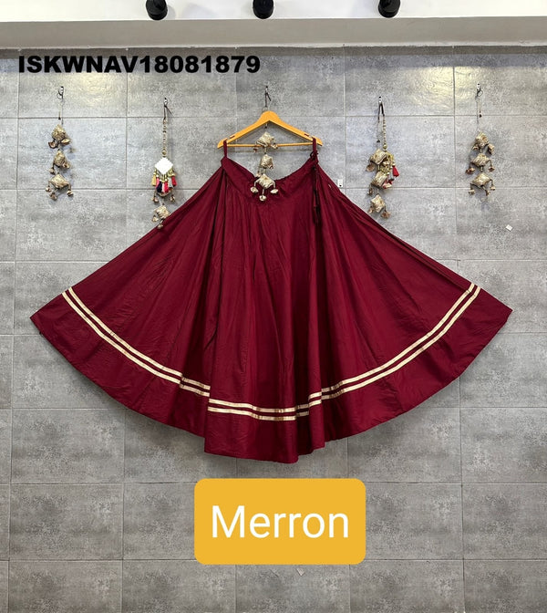 Sequined Rayon Cotton Skirt-ISKWNAV18081879