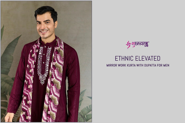 Self Zari Weaved Viscose Kurta With Printed Dupatta-ISKM190861291/92/93/94