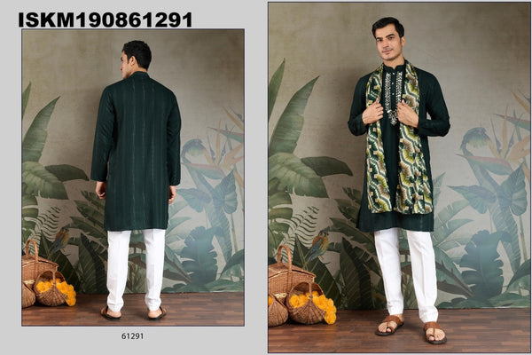 Self Zari Weaved Viscose Kurta With Printed Dupatta-ISKM190861291/92/93/94