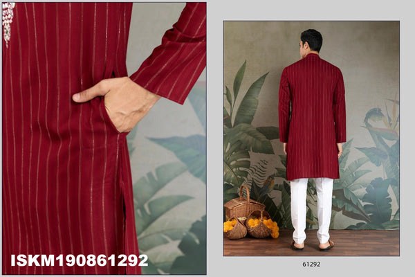 Self Zari Weaved Viscose Kurta With Printed Dupatta-ISKM190861291/92/93/94