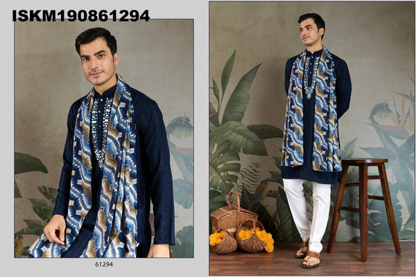 Self Zari Weaved Viscose Kurta With Printed Dupatta-ISKM190861291/92/93/94