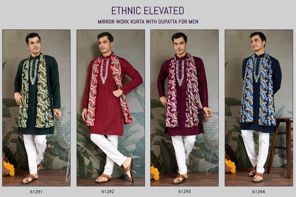 Self Zari Weaved Viscose Kurta With Printed Dupatta-ISKM190861291/92/93/94