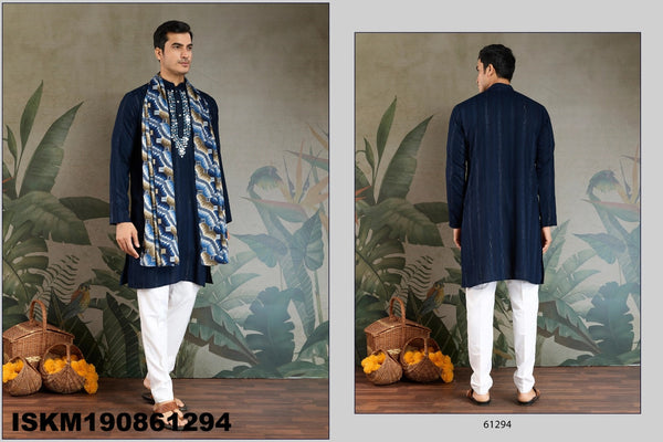 Self Zari Weaved Viscose Kurta With Printed Dupatta-ISKM190861291/92/93/94