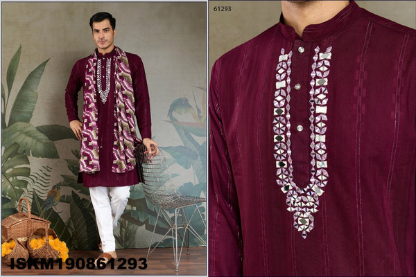 Self Zari Weaved Viscose Kurta With Printed Dupatta-ISKM190861291/92/93/94
