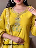 Embroidered Silk Kurti With Pant And Jacquard Chanderi Dupatta-ISKWSU1108VC3219