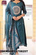 Bandhani Printed Malmal Cotton Kurti With Pant And Dupatta-ISKWSUFC070825R/FC070825T