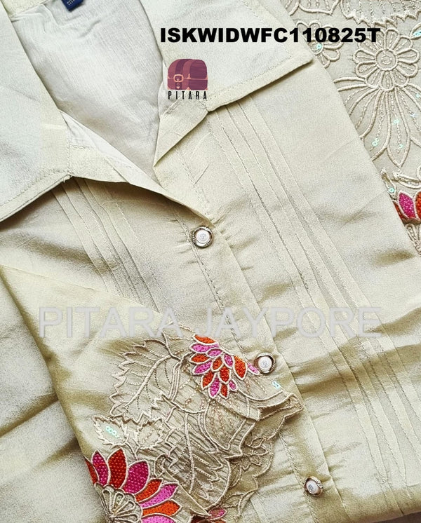 Embroidered Tissue Cotton Co-Ord Set-ISKWIDWFC110825T