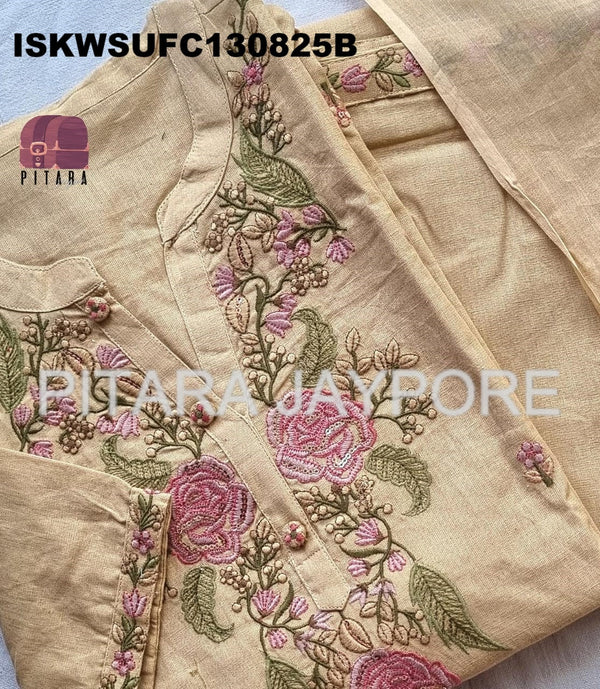 Embroidered Cotton Kurti With Pant And Dupatta-ISKWSUFC130825B