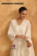 Embroidered Malmal Chanderi Kurti With Silk Pant And Dupatta-ISKWSUFC180825C/FC180825G