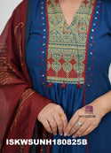 Embroidered Cotton Kurti With Palazzo And Printed Dupatta-ISKWSUNH180825M/NH180825B/NH180825K