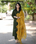 Cotton Kurti With Pant And Hand Block Printed Dupatta-ISKWSU1208PPC/D1976