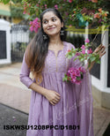 Embroidered Silk Kurti With Pant And Kota Doriya Dupatta-ISKWSU1208PPC/D1801
