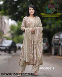 Block Printed Cotton Anarkali Kurti With Pant And Malmal Cotton Dupatta-ISKWSU1308PPC/D2018