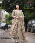 Block Printed Cotton Anarkali Kurti With Pant And Malmal Cotton Dupatta-ISKWSU1308PPC/D2018
