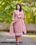 Embroidered Cotton Kurti With Pant And Dupatta-ISKWSU1408PPC/D2019