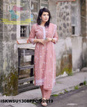 Embroidered Cotton Kurti With Pant And Dupatta-ISKWSU1308PPC/D2019
