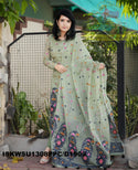 Jamdani Hand Weaved Cotton Kurti With Pant And Dupatta-ISKWSU1308PPC/D1909