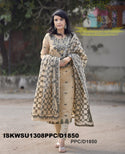 Jamdani Weaved Cotton Kurti With Pant And Dupatta-ISKWSU1308PPC/D1850