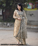 Jamdani Weaved Cotton Kurti With Pant And Dupatta-ISKWSU1308PPC/D1850