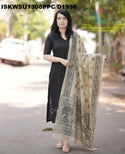 Khadi Cotton Kurti With Khadi Pant And Madhubani Printed Dupatta-ISKWSU1308PPC/D1996