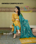 Batik Printed Silk Kurti With Pant And Dupatta-ISKWSU1308PPC/D1971