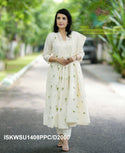 Embroidered Malmal Cotton Anarkali Kurti With Cotton Pant And Dupatta-ISKWSU1408PPC/D2000