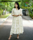 Embroidered Malmal Cotton Kurti With Cotton Pant And Dupatta-ISKWSU1308PPC/D2000
