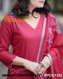 Hand Crafted Cotton Kurti With Pant And Handloom Dupatta-ISKWSU1308PPC/D1322