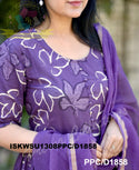 Floral Printed Cotton Anarkali Kurti With Pant And Kota Doriya Dupatta-ISKWSU1308PPC/D1858