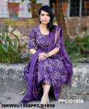 Floral Printed Cotton Anarkali Kurti With Pant And Kota Doriya Dupatta-ISKWSU1308PPC/D1858