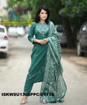 Handloom Cotton Kurti With Pant And Khadi Silk Kalamkari Printed Dupatta-ISKWSU1308PPC/D1756