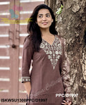 Embroidered Khadi Cotton Kurti With Pant And Printed Silk Dupatta-ISKWSU1308PPC/D1997