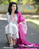 Handloom Cotton Kurti With Pant And Ikkat Printed Khadi Silk Dupatta-ISKWSU1608PPC/D1393