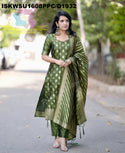 Banarasi Weaved Chanderi Silk Kurti With Silk Pant And Banarasi Dupatta-ISKWSU1608PPC/D1932