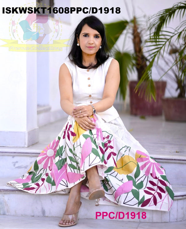 Floral Printed Cotton Skirt With Top-ISKWSKT1608PPC/D1918