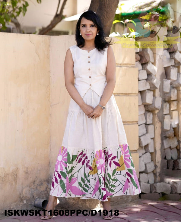 Floral Printed Cotton Skirt With Top-ISKWSKT1608PPC/D1918