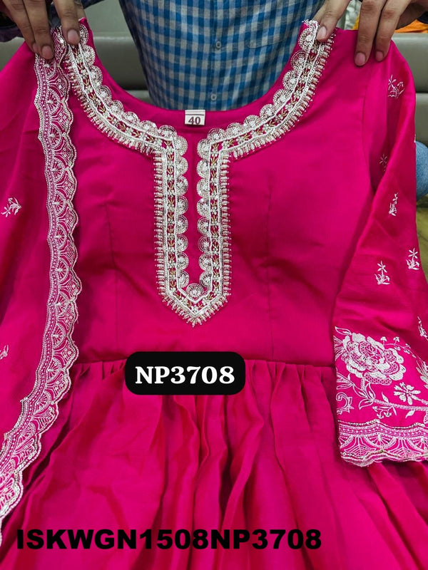 Embroidered Chinon Silk Gown With Dupatta-ISKWGN1508NP3708