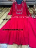 Embroidered Malmal Chanderi A-Line Kurti With Pant And Dupatta-ISKWSU1805NP3718