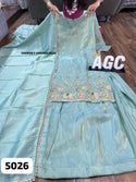 Embroidered Tissue Silk Kurti With Skirt And Dupatta-ISKWSKT1908AGC5026