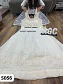 Georgette Chikankari Crop Top Attached With Net Cowl And Chikankari Skirt-ISKWSKT1908AGC5056