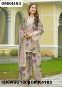 Printed Cotton Kurti With Pant And Dupatta-ISKWSU1808OMK4183